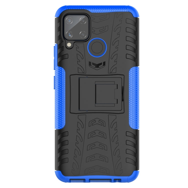 For OPPO Realme C15 Tire Texture Shockproof TPU + PC Protective Case with Holder