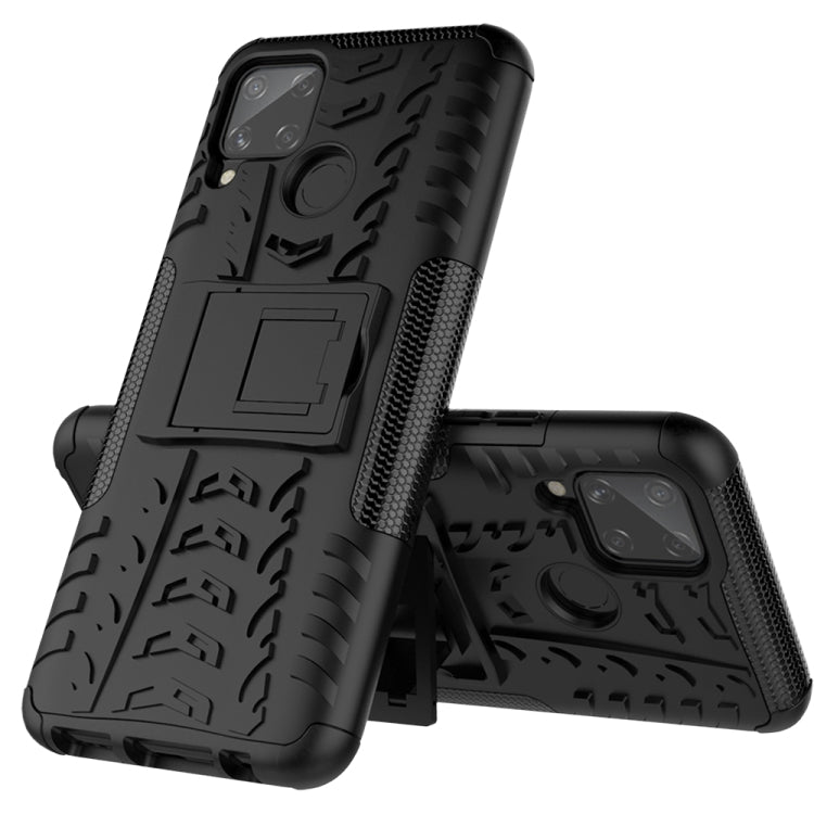 For OPPO Realme C15 Tire Texture Shockproof TPU + PC Protective Case with Holder