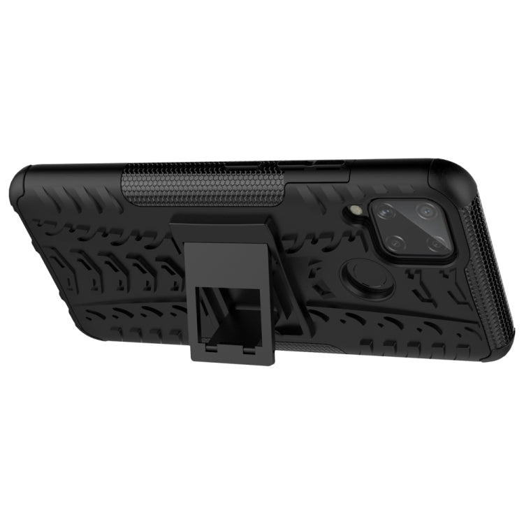 For OPPO Realme C15 Tire Texture Shockproof TPU + PC Protective Case with Holder