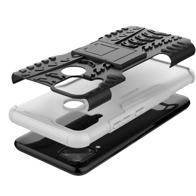 For OPPO Realme C15 Tire Texture Shockproof TPU + PC Protective Case with Holder