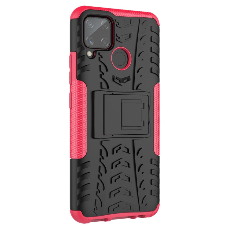 For OPPO Realme C15 Tire Texture Shockproof TPU + PC Protective Case with Holder