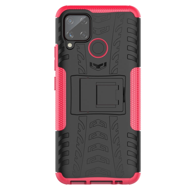 For OPPO Realme C15 Tire Texture Shockproof TPU + PC Protective Case with Holder
