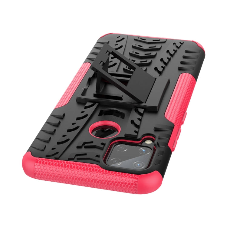 For OPPO Realme C15 Tire Texture Shockproof TPU + PC Protective Case with Holder