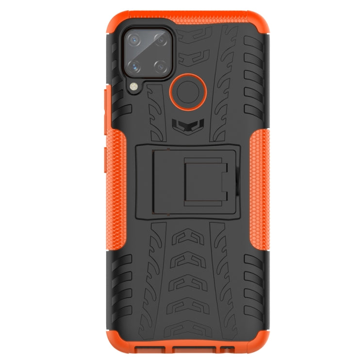 For OPPO Realme C15 Tire Texture Shockproof TPU + PC Protective Case with Holder
