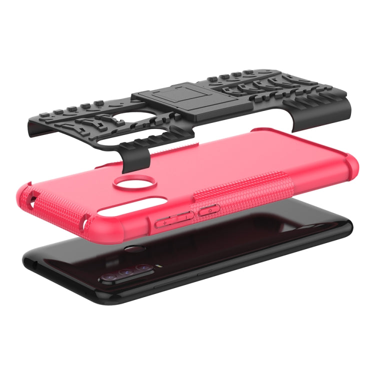 For Alcatel 3L (2020) Tire Texture Shockproof TPU + PC Protective Case with Holder