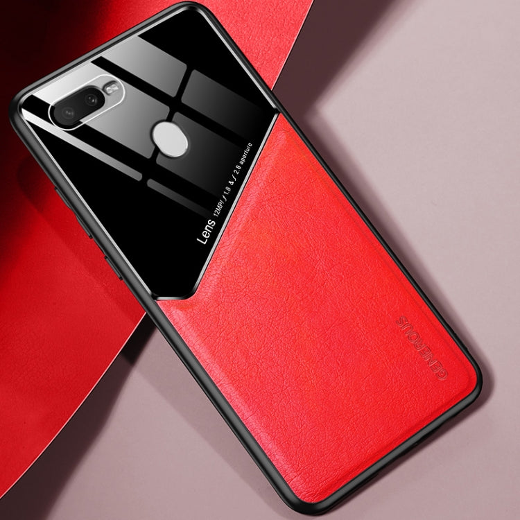 For OPPO A7(2018) / A5s / A12 All-inclusive Leather + Organic Glass Protective Case with Metal Iron Sheet
