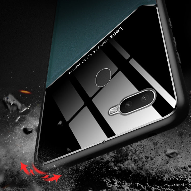 For OPPO A7x All-inclusive Leather + Organic Glass Protective Case with Metal Iron Sheet