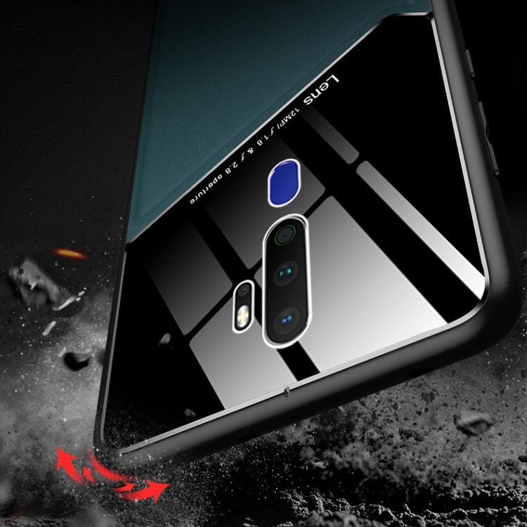 For OPPO A11x / A9(2020) All-inclusive Leather + Organic Glass Protective Case with Metal Iron Sheet