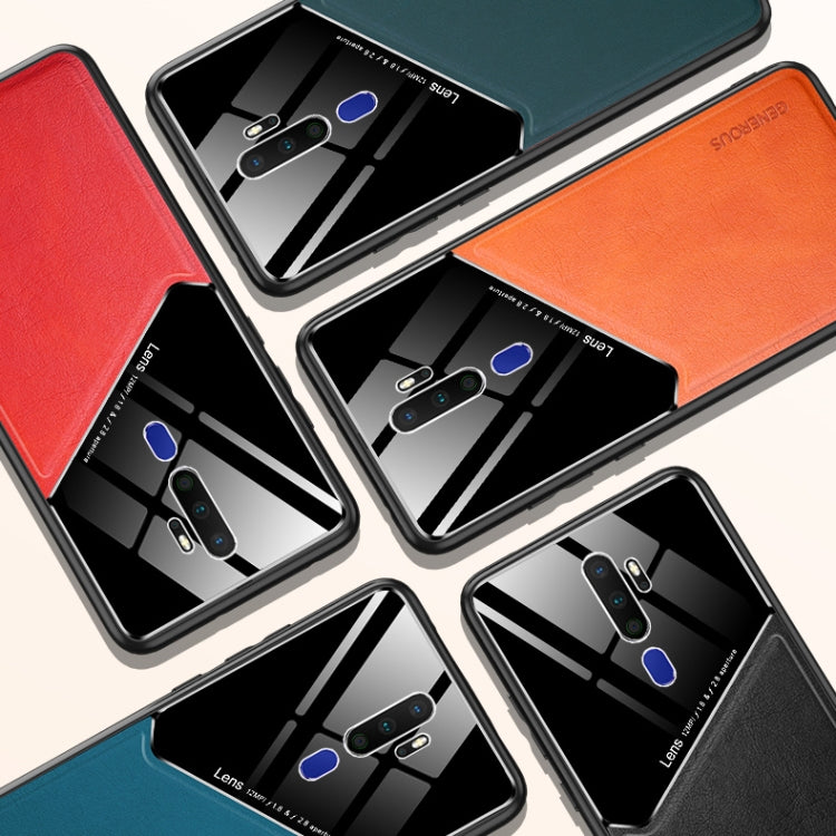 For OPPO A11x / A9(2020) All-inclusive Leather + Organic Glass Protective Case with Metal Iron Sheet