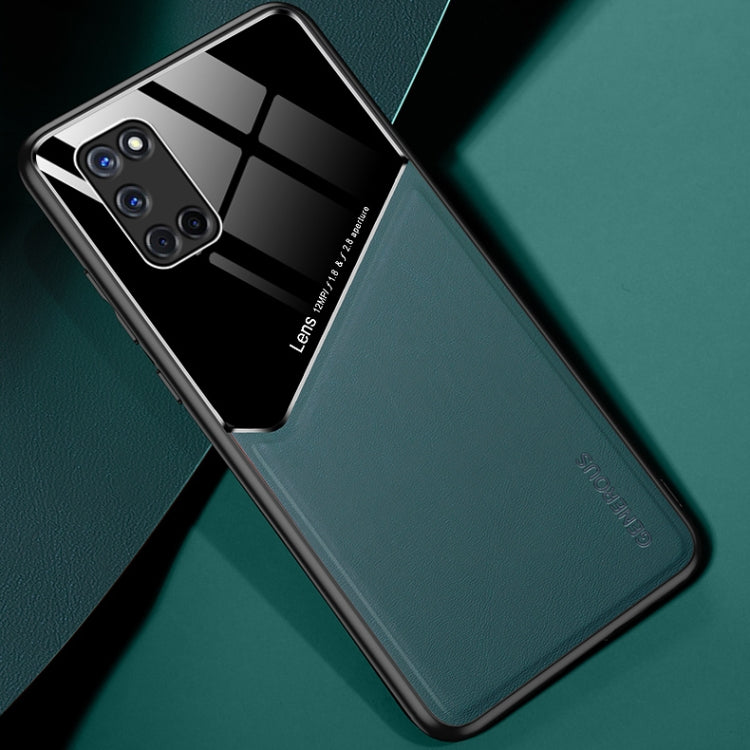 For OPPO A52 All-inclusive Leather + Organic Glass Protective Case with Metal Iron Sheet