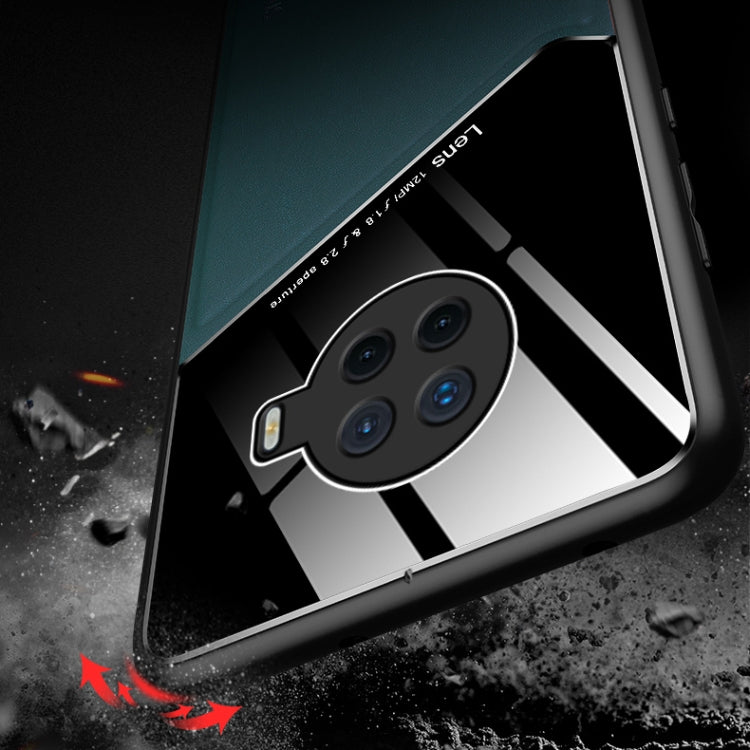 For OPPO Ace2 All-inclusive Leather + Organic Glass Protective Case with Metal Iron Sheet