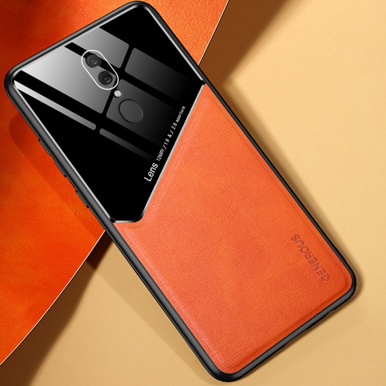 For OPPO F11 All-inclusive Leather + Organic Glass Protective Case with Metal Iron Sheet