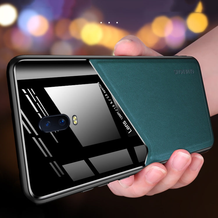 For OPPO R17 All-inclusive Leather + Organic Glass Protective Case with Metal Iron Sheet