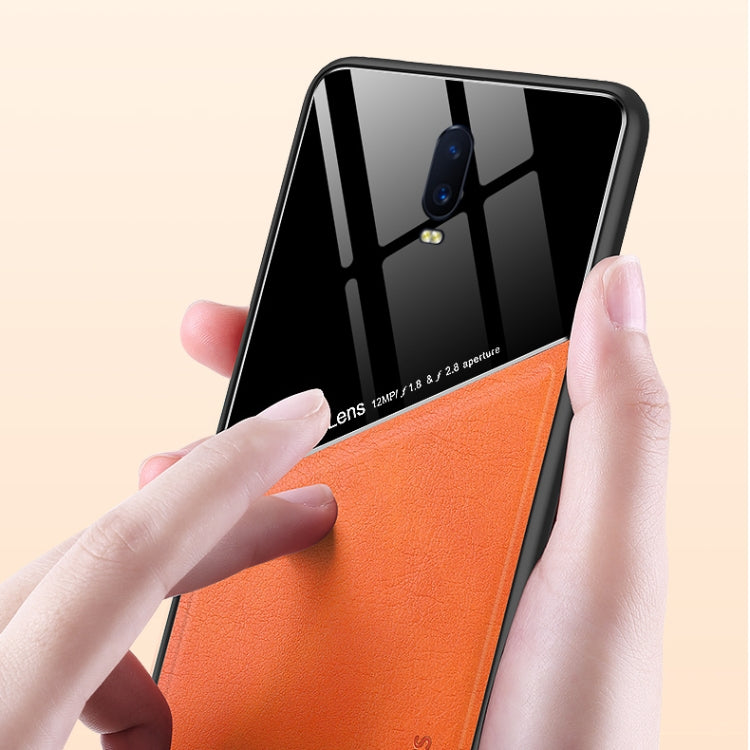 For OPPO R17 All-inclusive Leather + Organic Glass Protective Case with Metal Iron Sheet