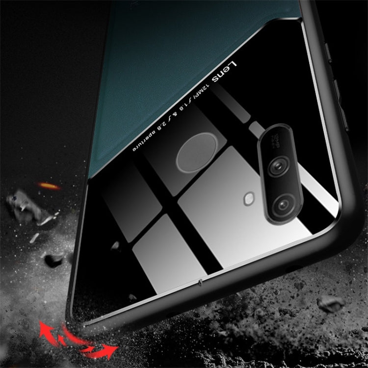 For OPPO Realme C3 All-inclusive Leather + Organic Glass Protective Case with Metal Iron Sheet