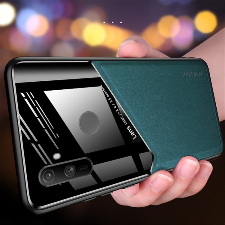 For OPPO Realme C3 All-inclusive Leather + Organic Glass Protective Case with Metal Iron Sheet