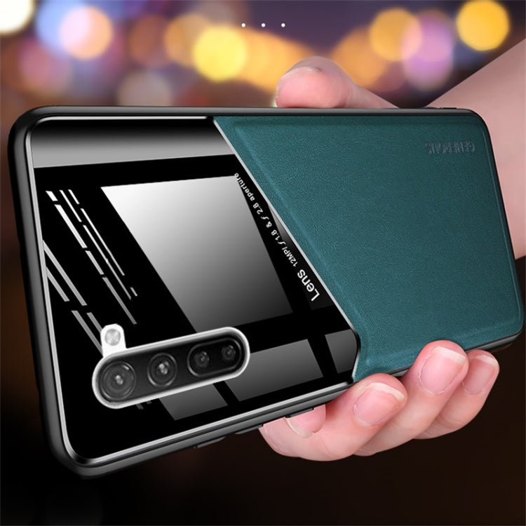 For OPPO Reno 3 All-inclusive Leather + Organic Glass Protective Case with Metal Iron Sheet