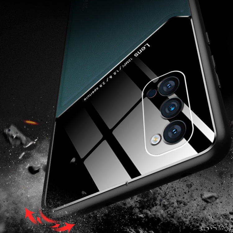 For OPPO Reno 4 Pro All-inclusive Leather + Organic Glass Protective Case with Metal Iron Sheet