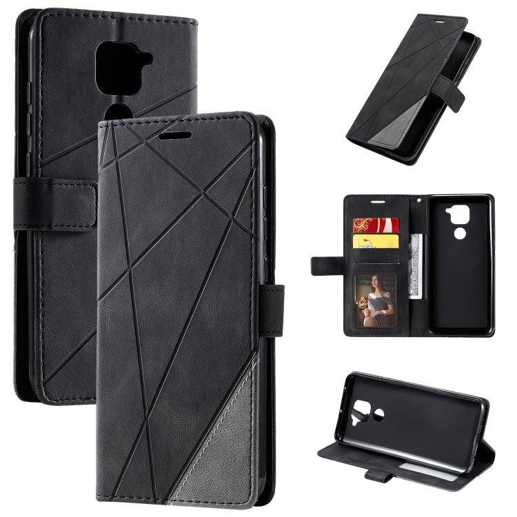 For Xiaomi Redmi Note 9 Skin Feel Splicing Horizontal Flip Leather Case with Holder & Card Slots & Wallet & Photo Frame