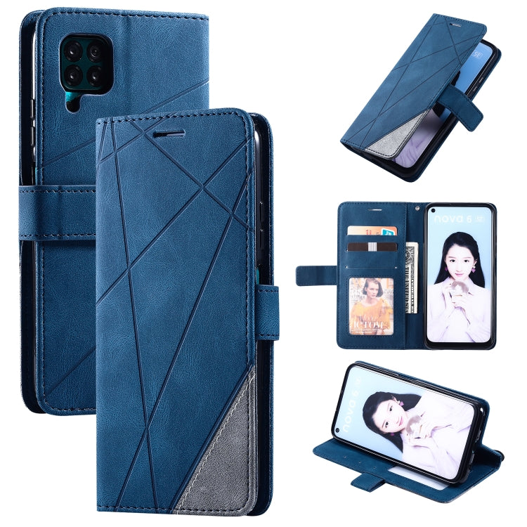 For Huawei P40 Lite Skin Feel Splicing Horizontal Flip Leather Case with Holder & Card Slots & Wallet & Photo Frame