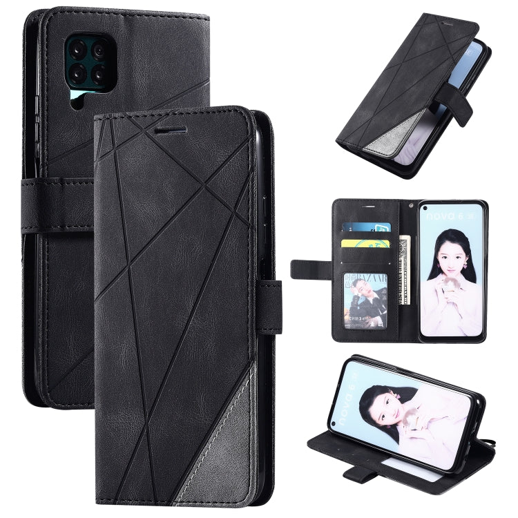 For Huawei P40 Lite Skin Feel Splicing Horizontal Flip Leather Case with Holder & Card Slots & Wallet & Photo Frame