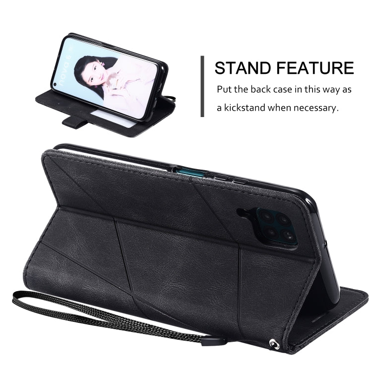 For Huawei P40 Lite Skin Feel Splicing Horizontal Flip Leather Case with Holder & Card Slots & Wallet & Photo Frame