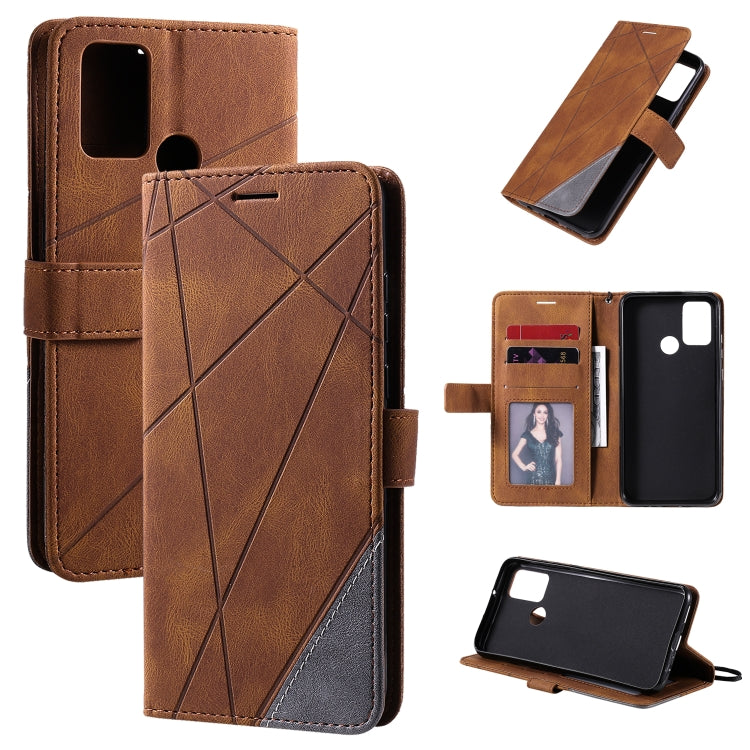 For Huawei Honor 9A Skin Feel Splicing Horizontal Flip Leather Case with Holder & Card Slots & Wallet & Photo Frame
