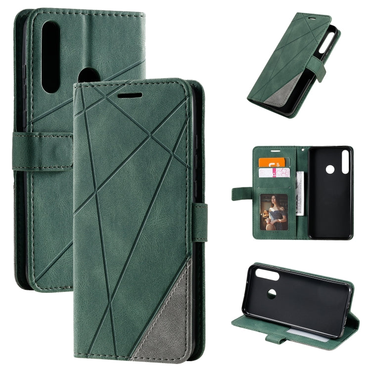 For Huawei Y6p Skin Feel Splicing Horizontal Flip Leather Case with Holder & Card Slots & Wallet & Photo Frame