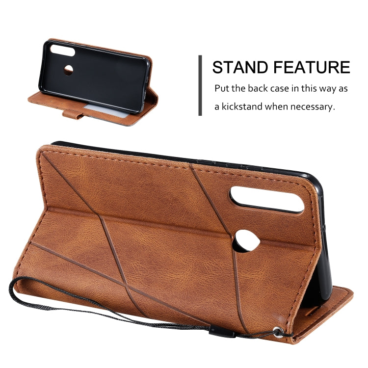 For Huawei Y6p Skin Feel Splicing Horizontal Flip Leather Case with Holder & Card Slots & Wallet & Photo Frame