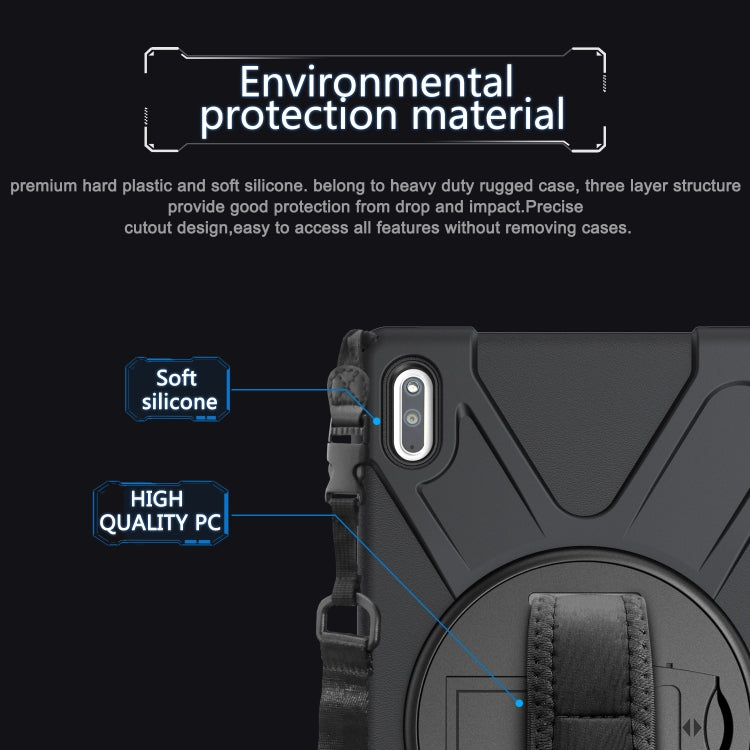 For Huawei MatePad 10.4 Shockproof Colorful Silicone + PC Protective Case with Holder & Hand Grip Strap