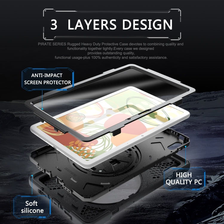 For Huawei MatePad 10.4 Shockproof Colorful Silicone + PC Protective Case with Holder & Hand Grip Strap