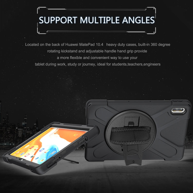 For Huawei MatePad 10.4 Shockproof Colorful Silicone + PC Protective Case with Holder & Hand Grip Strap
