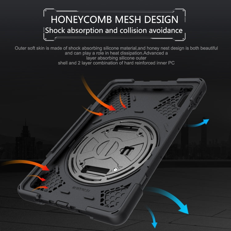 For Huawei MatePad 10.4 Shockproof Colorful Silicone + PC Protective Case with Holder & Hand Grip Strap