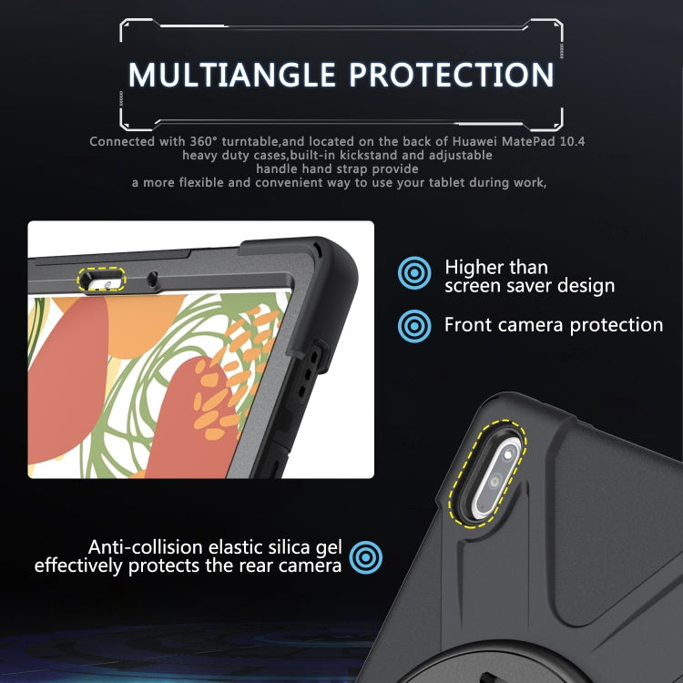For Huawei MatePad 10.4 Shockproof Colorful Silicone + PC Protective Case with Holder & Hand Grip Strap