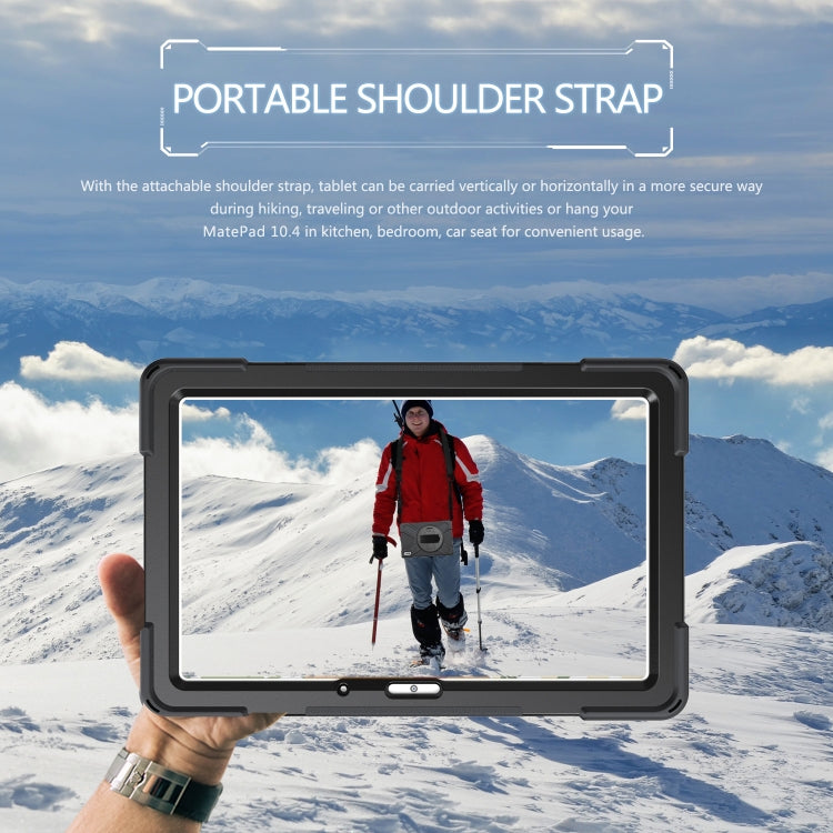 For Huawei MatePad 10.4 Shockproof Colorful Silicone + PC Protective Case with Holder & Hand Grip Strap