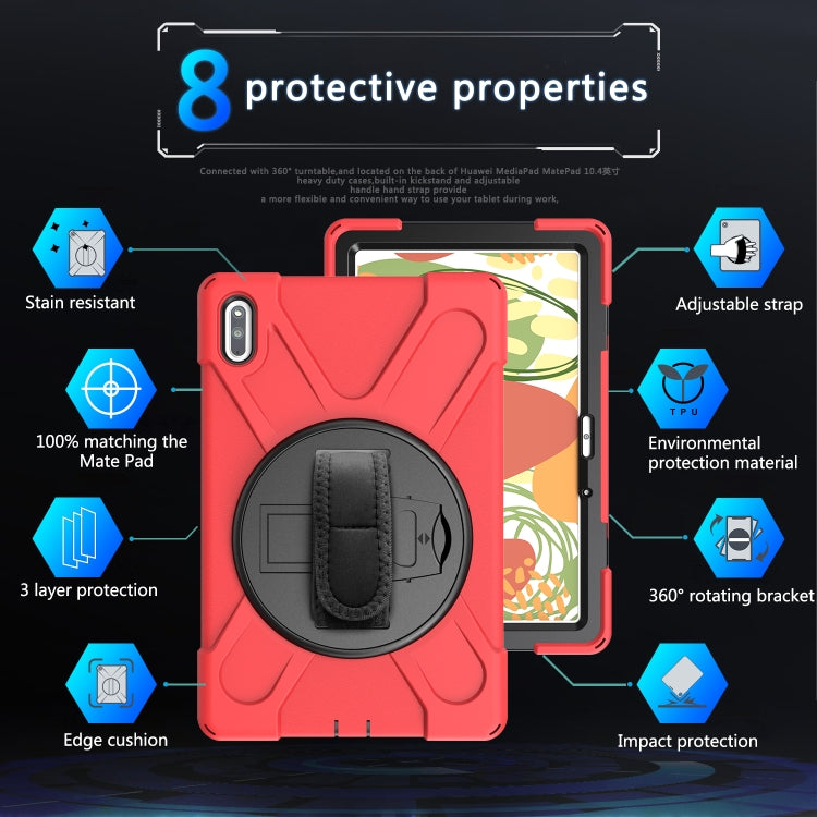 For Huawei MatePad 10.4 Shockproof Colorful Silicone + PC Protective Case with Holder & Hand Grip Strap