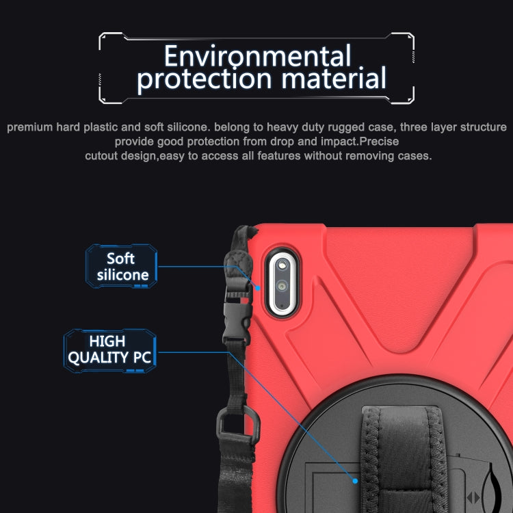 For Huawei MatePad 10.4 Shockproof Colorful Silicone + PC Protective Case with Holder & Hand Grip Strap