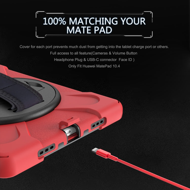 For Huawei MatePad 10.4 Shockproof Colorful Silicone + PC Protective Case with Holder & Hand Grip Strap