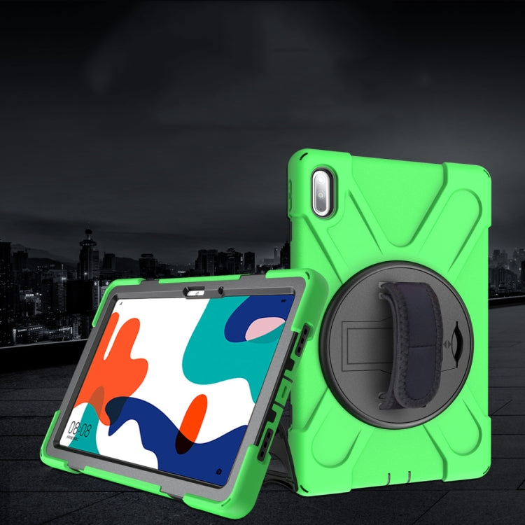 For Huawei MatePad 10.4 Shockproof Colorful Silicone + PC Protective Case with Holder & Hand Grip Strap