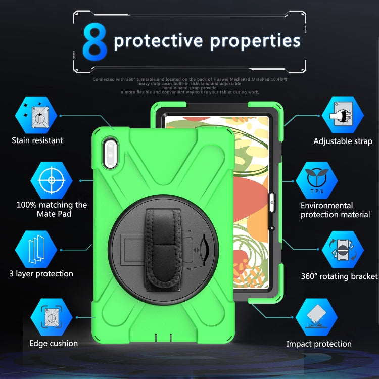 For Huawei MatePad 10.4 Shockproof Colorful Silicone + PC Protective Case with Holder & Hand Grip Strap