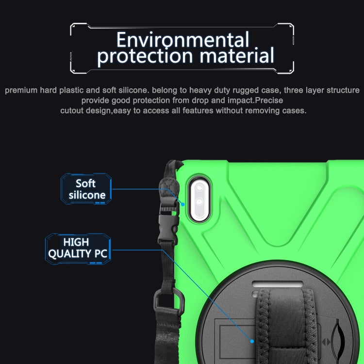 For Huawei MatePad 10.4 Shockproof Colorful Silicone + PC Protective Case with Holder & Hand Grip Strap