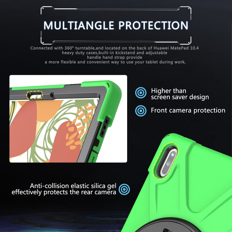 For Huawei MatePad 10.4 Shockproof Colorful Silicone + PC Protective Case with Holder & Hand Grip Strap