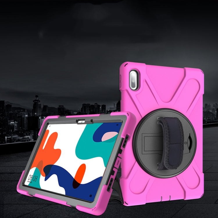 For Huawei MatePad 10.4 Shockproof Colorful Silicone + PC Protective Case with Holder & Hand Grip Strap