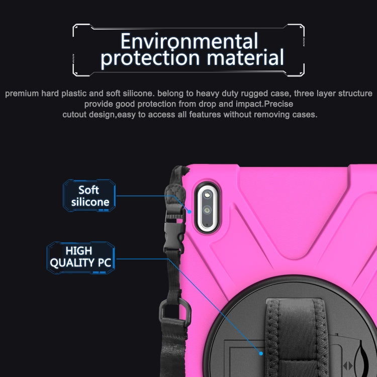 For Huawei MatePad 10.4 Shockproof Colorful Silicone + PC Protective Case with Holder & Hand Grip Strap