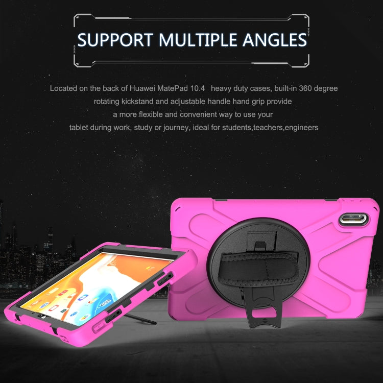 For Huawei MatePad 10.4 Shockproof Colorful Silicone + PC Protective Case with Holder & Hand Grip Strap