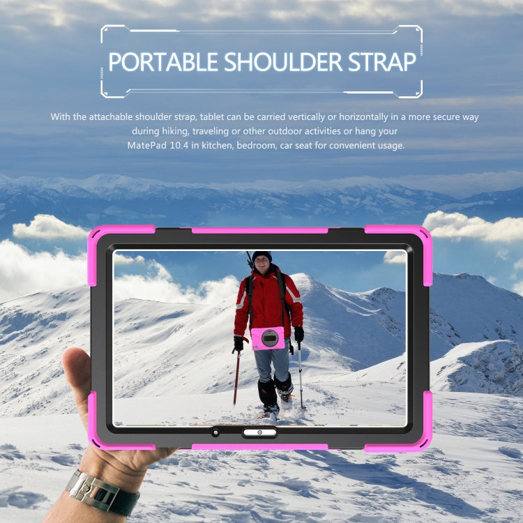 For Huawei MatePad 10.4 Shockproof Colorful Silicone + PC Protective Case with Holder & Hand Grip Strap