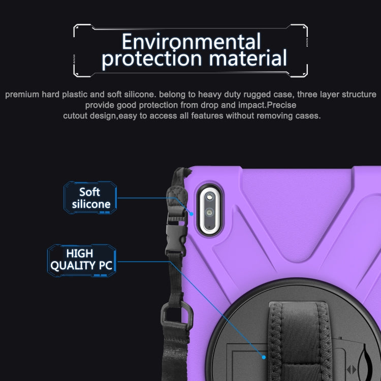 For Huawei MatePad 10.4 Shockproof Colorful Silicone + PC Protective Case with Holder & Hand Grip Strap