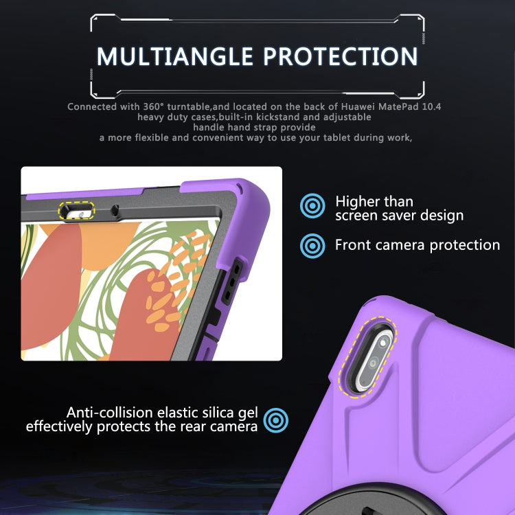 For Huawei MatePad 10.4 Shockproof Colorful Silicone + PC Protective Case with Holder & Hand Grip Strap
