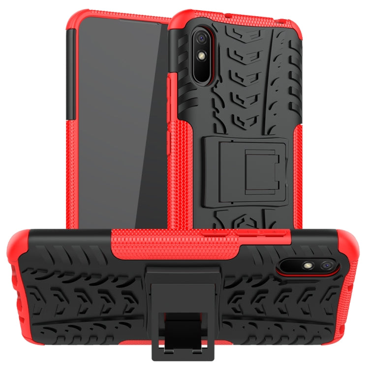 For Xiaomi Redmi 9A Tire Texture Shockproof TPU+PC Protective Case with Holder