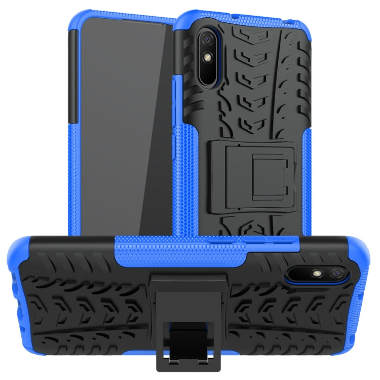 For Xiaomi Redmi 9A Tire Texture Shockproof TPU+PC Protective Case with Holder